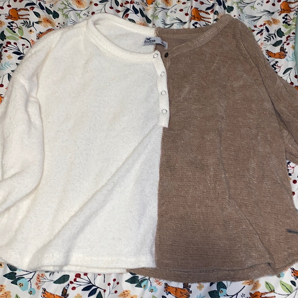 Long sleeve , Half White half Brown, Large in women , Brand new!